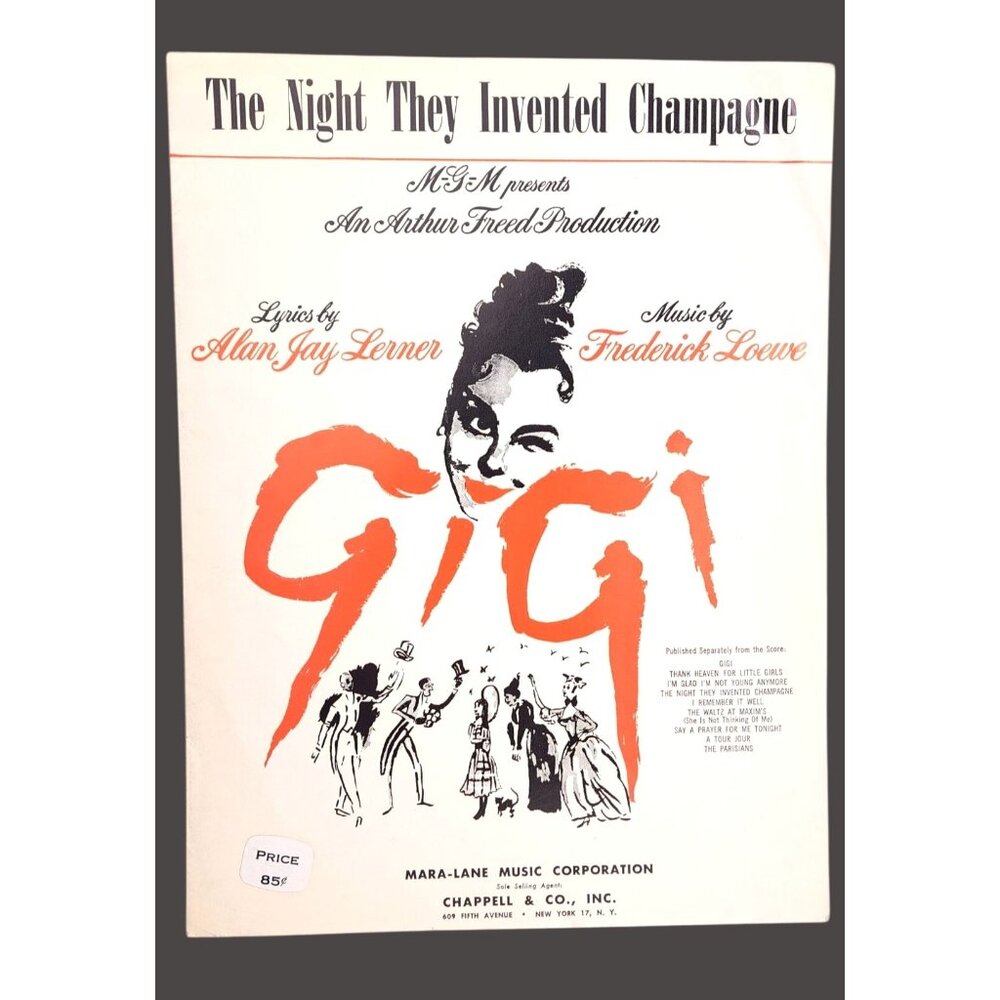 Vintage The Night They Invented Champagne Sheet Music Gigi 1958 Lerner Musical